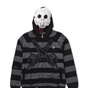Brand new unworn with tags LRG “Jason” black and grey hoodie with removable mask